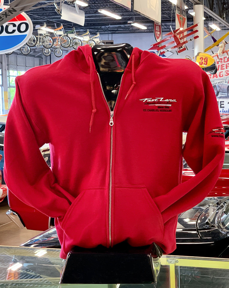 Fast Lane Fleece Hoodie Full Zip Jacket Embroidered Logos Fast Lane Classic Cars 9127