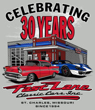 Fast Lane 30th Anniversary '57 Chevy and Ford GT40 T-shirt