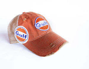 Vintage Orange Gulf Distressed Trucker Hat