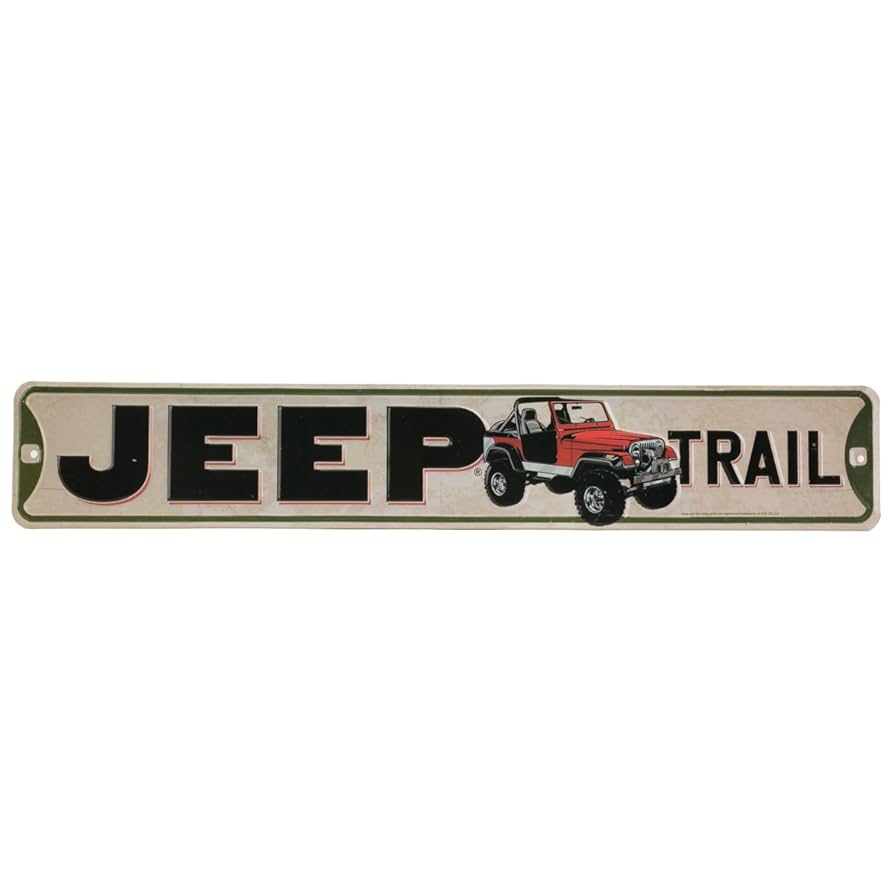 Jeep Trail Embossed Metal Sign