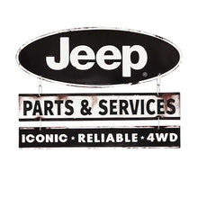 Jeep "Parts & Services" Multi Tier Embossed Metal Sign