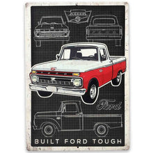 Ford Trucks Schematic Embossed Metal Sign