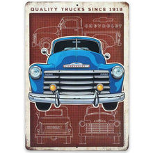 Chevy Truck Schematic Embossed Metal Sign