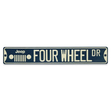 "Jeep Four Wheel Dr." Embossed Metal Street Sign