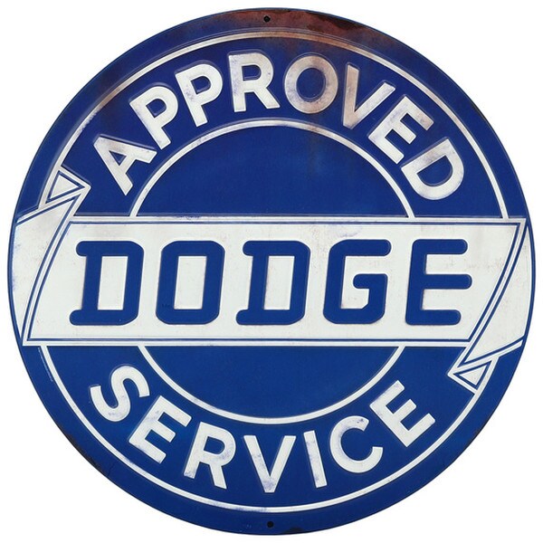 Dodge Approved Service Embossed Metal Sign
