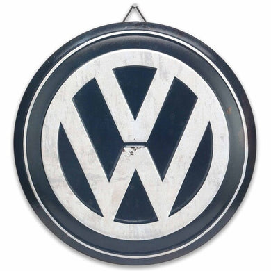 VW Rustic Logo Round Embossed Metal Sign