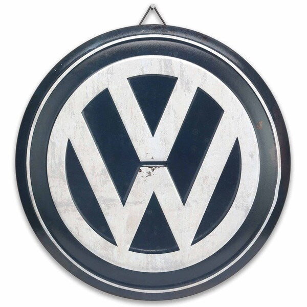 VW Rustic Logo Round Embossed Metal Sign
