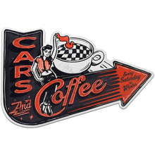 "Cars & Coffee" Arrow Metal Sign
