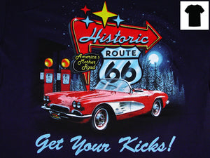 Historic Route 66 Neon with C1 Corvette T-shirt