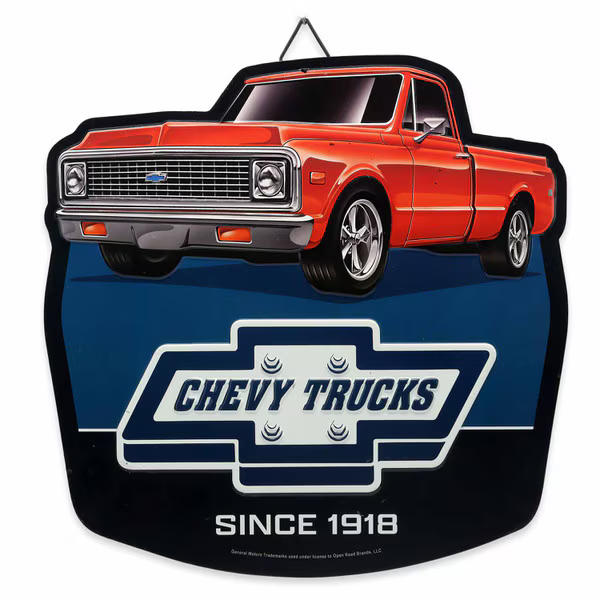 Chevy Trucks Embossed Metal Sign