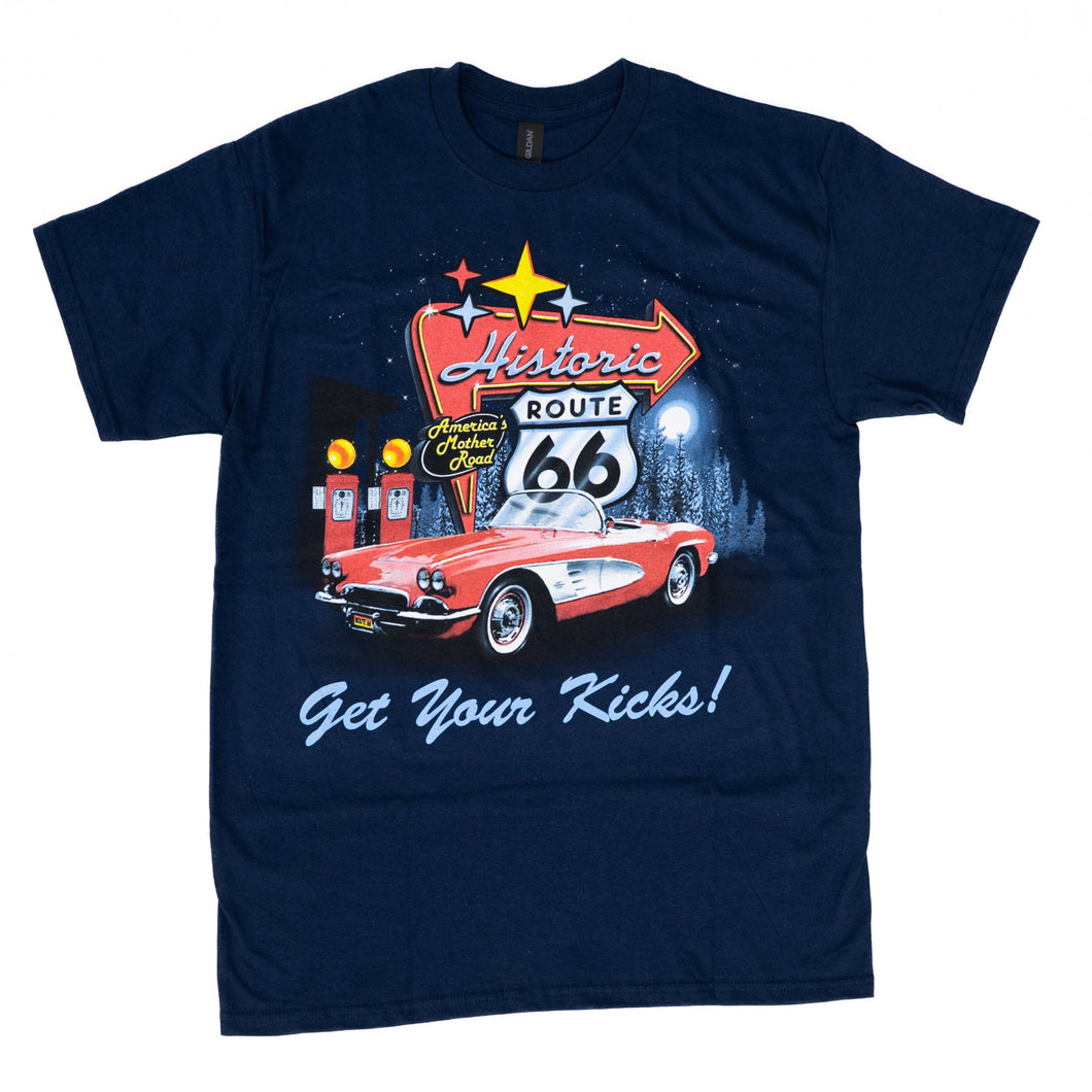 Historic Route 66 Neon with C1 Corvette T-shirt