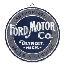 "Ford Motor Co." Round Embossed Metal Sign