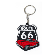 Fast Lane Route 66 Corvette Keychain