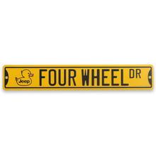 Jeep Four Wheel Drive Duck Embossed Metal Street Sign