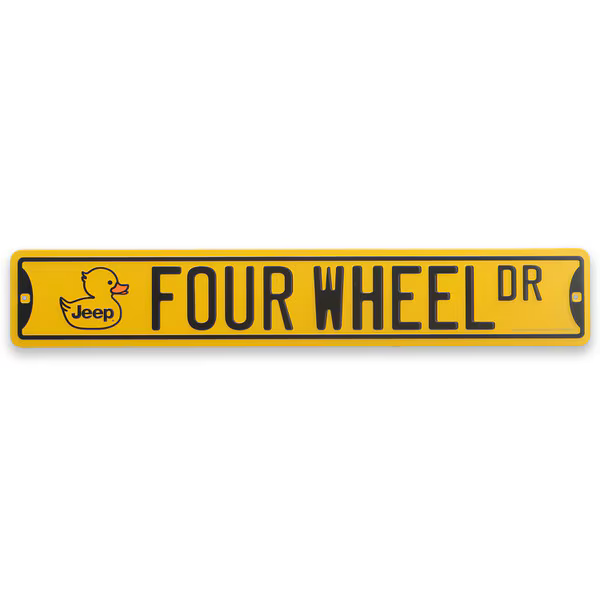Jeep Four Wheel Drive Duck Embossed Metal Street Sign