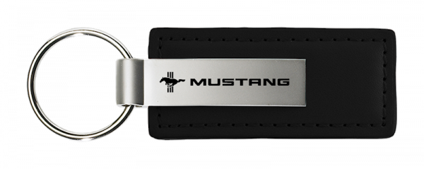 Mustang Tri-Bar Leather Keychain
