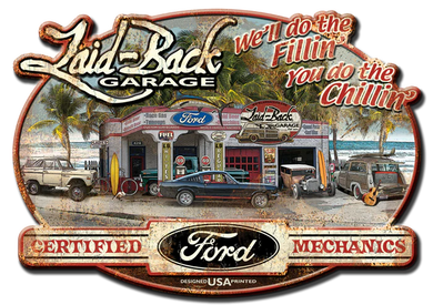 Ford Dream Garage Embossed Metal Sign