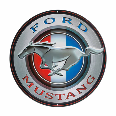 Ford Mustang Round Embossed Metal Sign