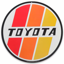 Toyota Retro Stripe Logo Round Embossed Metal Sign