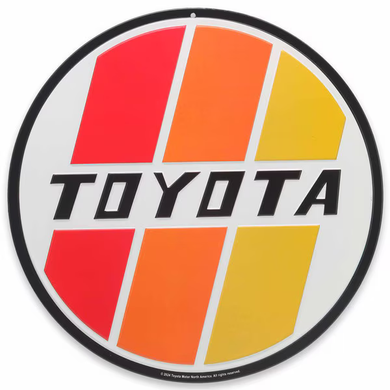 Toyota Retro Stripe Logo Round Embossed Metal Sign