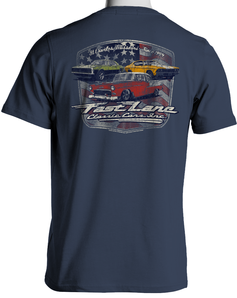 Fast Lane Classic Cars Stars and Stripes Chevy T-Shirt