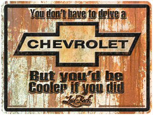 Cooler Chevy Embossed Metal Sign
