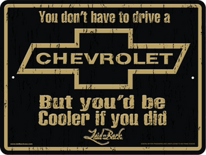 Cooler Chevy Embossed Metal Sign