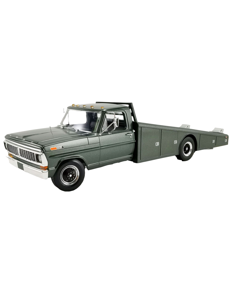 1970 Ford F-350 Ramp Truck (Dark Green) 1:18 Diecast – Fast Lane