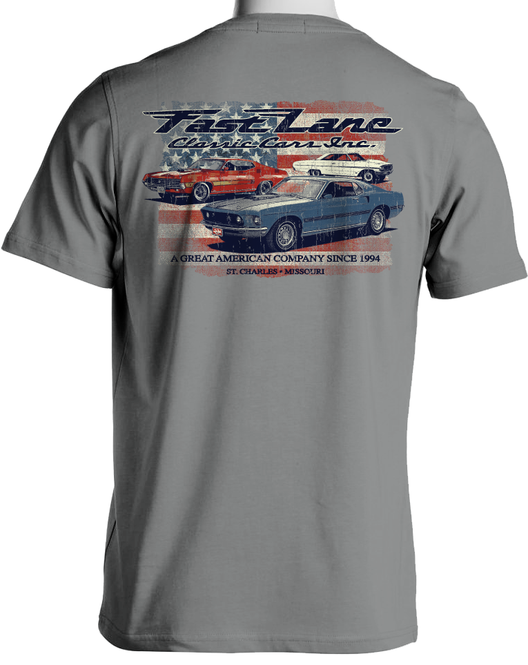 Fast Lane Classic Cars Stars and Stripes Ford T-Shirt