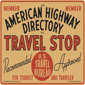 American Highway Directory Travel Stop Vintage Style Sign